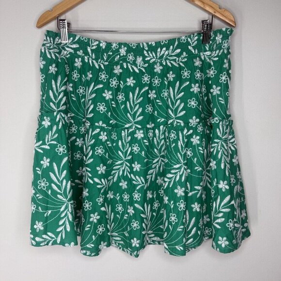 Draper James Green And White Floral Tropical Stretchy Skirt XXL 2X Plus Size - Picture 3 of 4